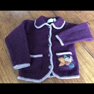 Burgundy Polly Flinders Boiled Wool Girls Jacket